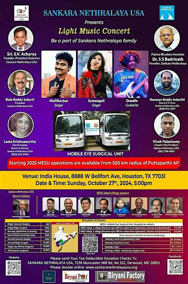 Sankara Nethralaya USA Presents Light Music Concert 