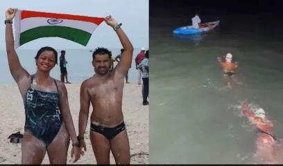 From Sri Lanka to India: Bengaluru Couple Makes History with Epic 11-Hour Open Water Swim