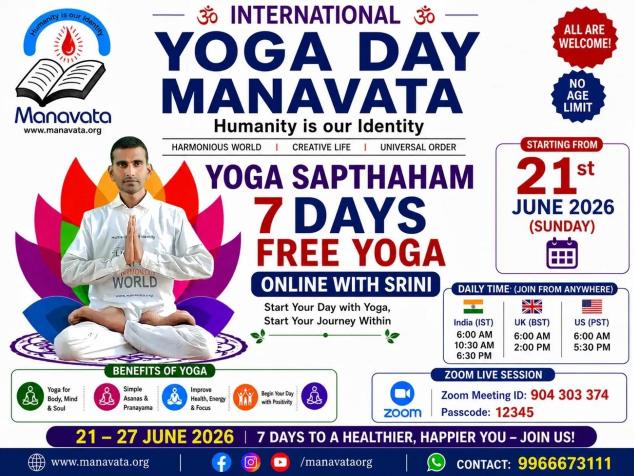 Celebrate International Yoga Day 2026 with Manavata’s Free 7-Day Yoga Sapthaham